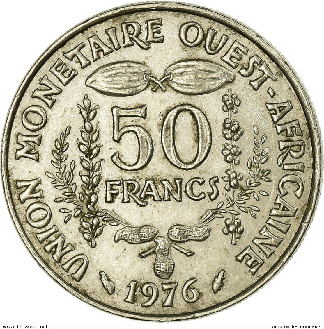 Monnaie, West African States, 50 Francs, 1976, TB+, Copper-nickel, KM:6 - Côte-d'Ivoire