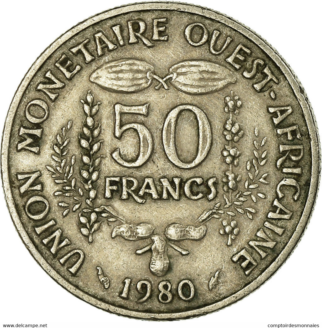 Monnaie, West African States, 50 Francs, 1980, Paris, TB+, Copper-nickel, KM:6 - Côte-d'Ivoire