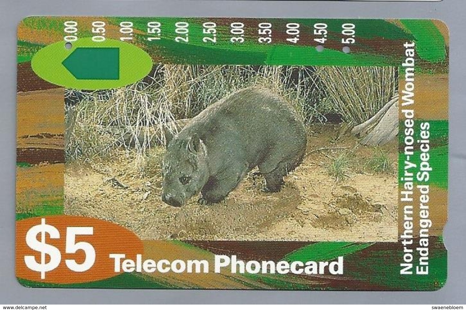 AU.- Telelecom Phonecard $5. Northern Hairy-nosed Wombat Endangered Species. Australia. AUSTRALIE N920522 -0000025426058 - Otros & Sin Clasificación