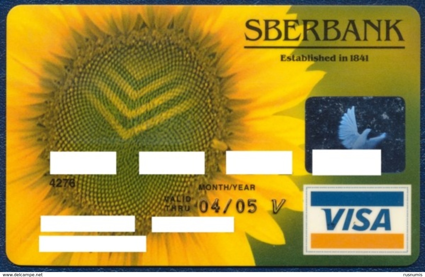 RUSSIA - RUSSIE - RUSSLAND SBERBANK SAVINGS BANK VISA CARD SUNFLOWER PERFECT USED CONDITION EXP. 2005 - Krediet Kaarten (vervaldatum Min. 10 Jaar)