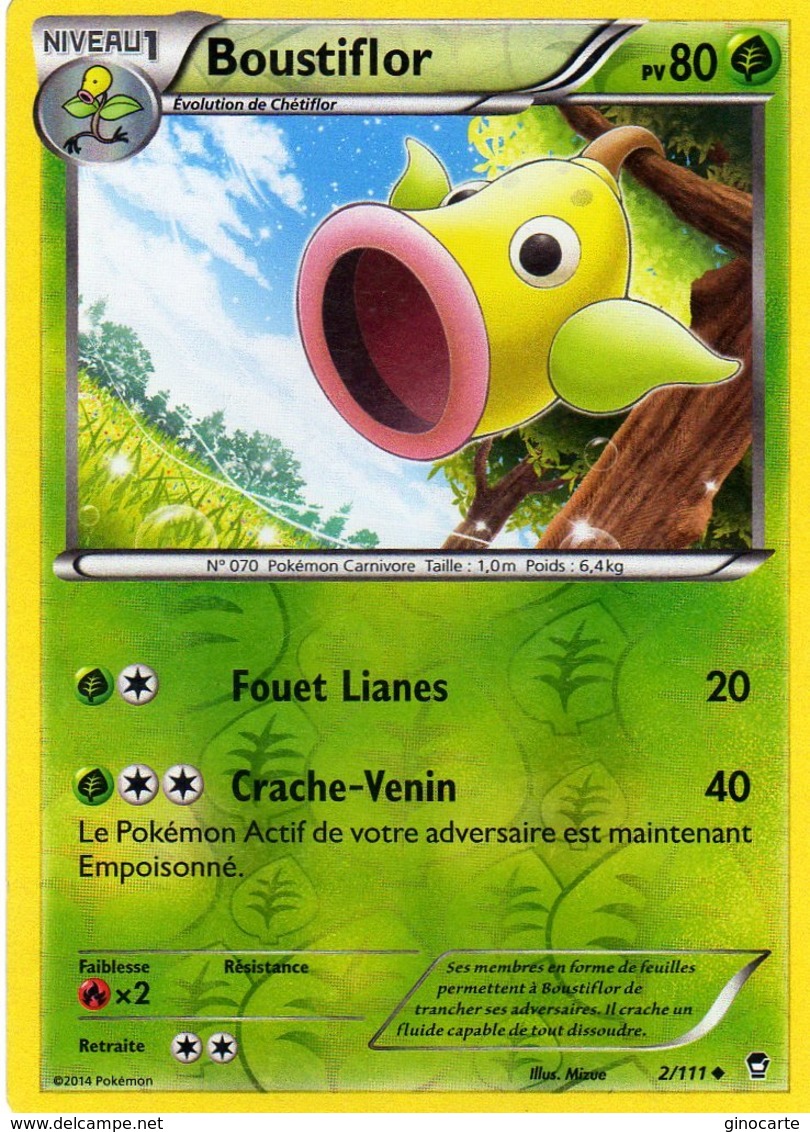 Carte Pokemon 2/111 Boustiflor 80pv 2014 Reverse - Other & Unclassified