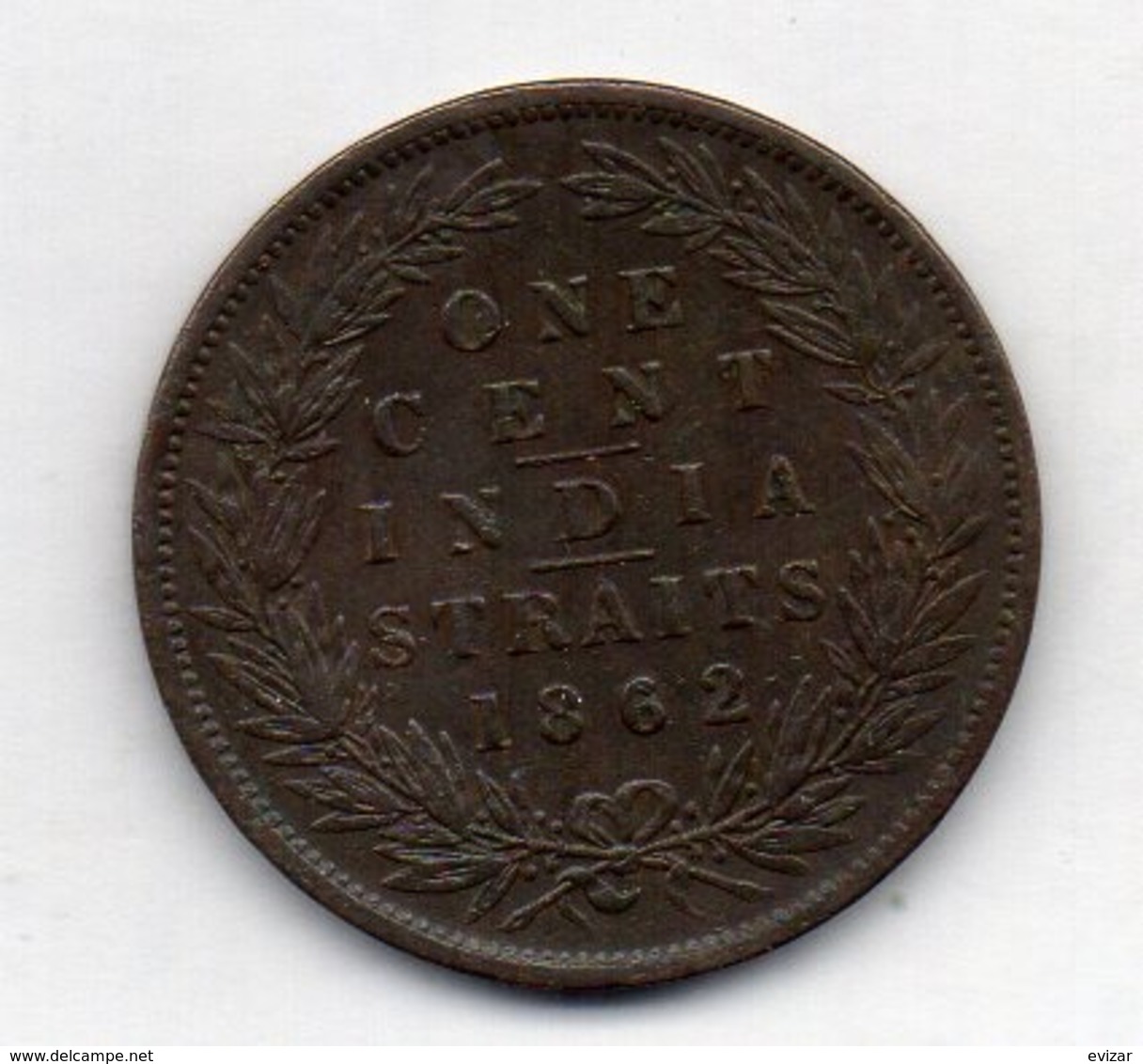 BRITISH INDIA - INDIA STRAITS, 1 Cent, Copper, 1862, KM #6 - Indien