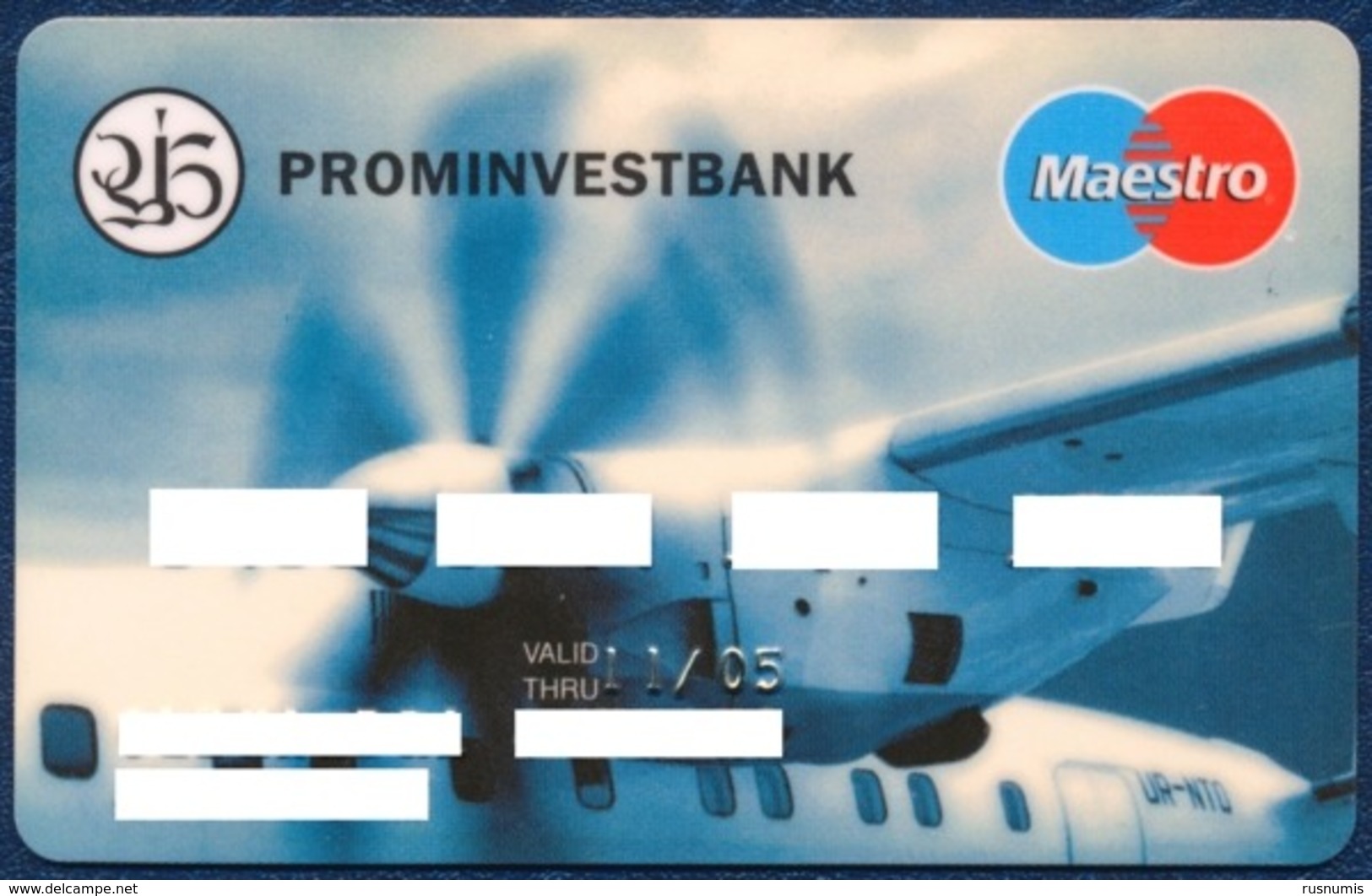 UKRAINE PROMINVESTBANK MAESTRO CARD AVIATION AIRPLANE PERFECT USED CONDITION EXP. 2005 - Cartes De Crédit (expiration Min. 10 Ans)