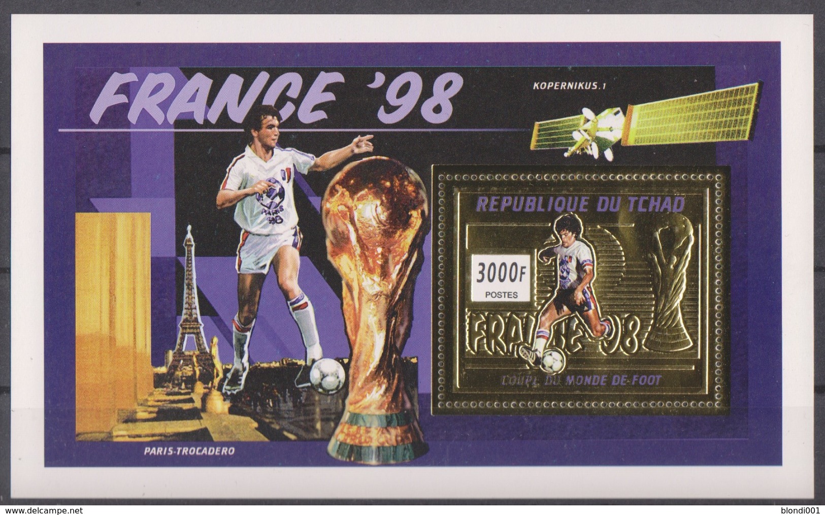 Soccer World Cup 1998 - Football - CHAD - S/S Gold MNH - 1998 – France