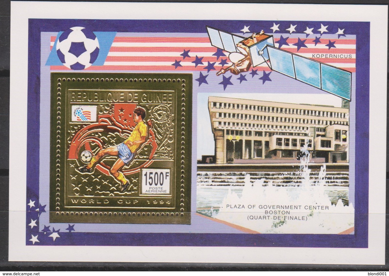 Soccer World Cup 1994 - Football - SPACE - GUINEA - S/S Gold MNH - 1994 – USA