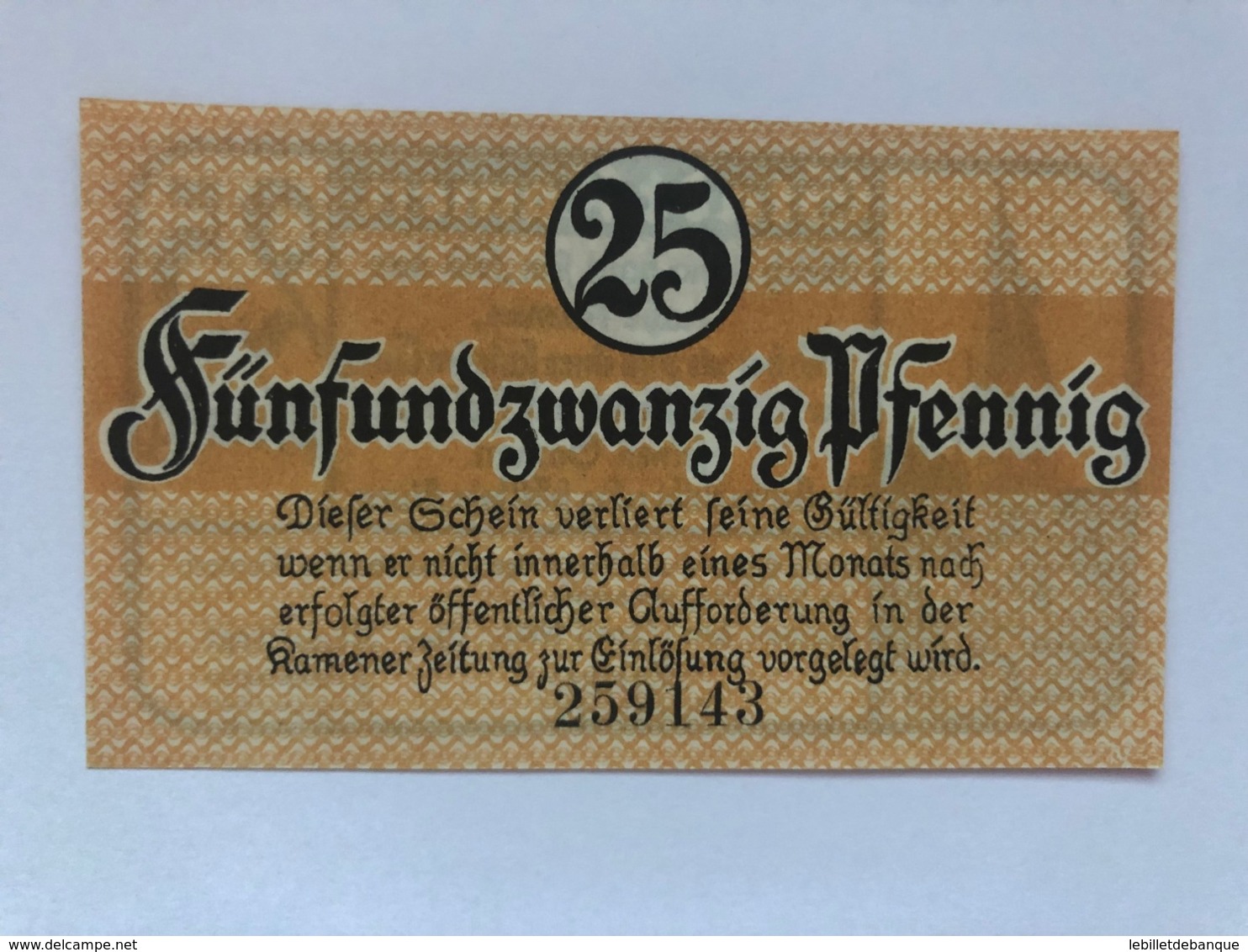 Allemagne Notgeld Kamen 25 Pfennig - Collections