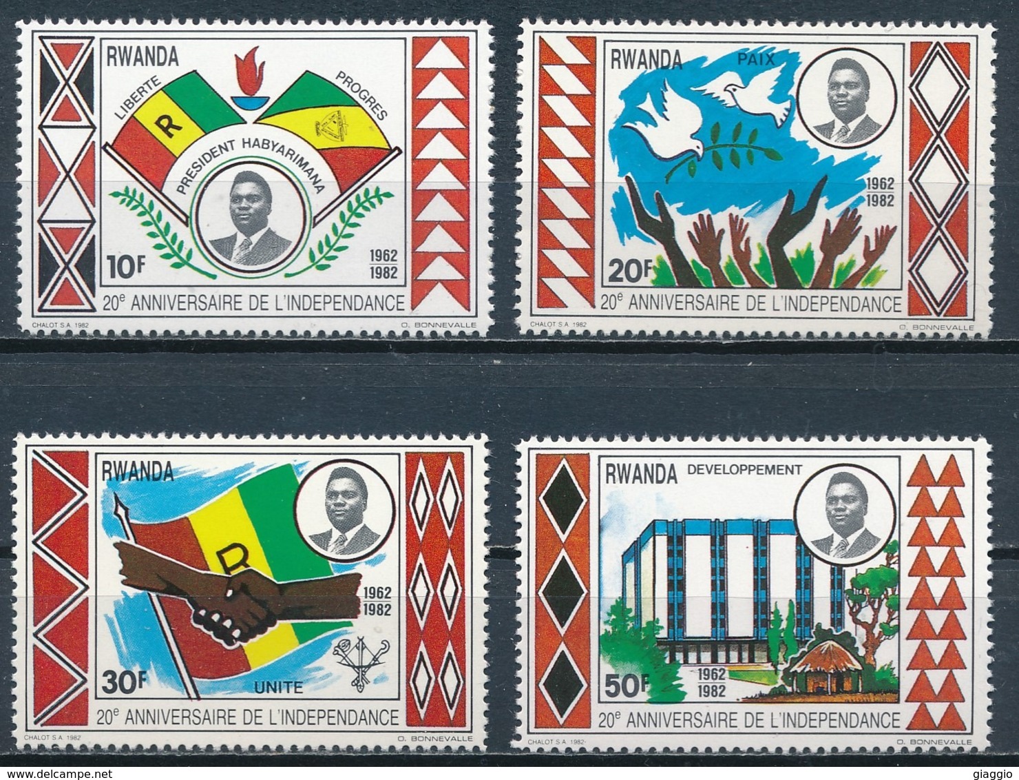 °°° RWANDA - 20° ANNIVERSAIRE DE L'NDEPENDANCE - 1982 MNH °°° - Nuovi