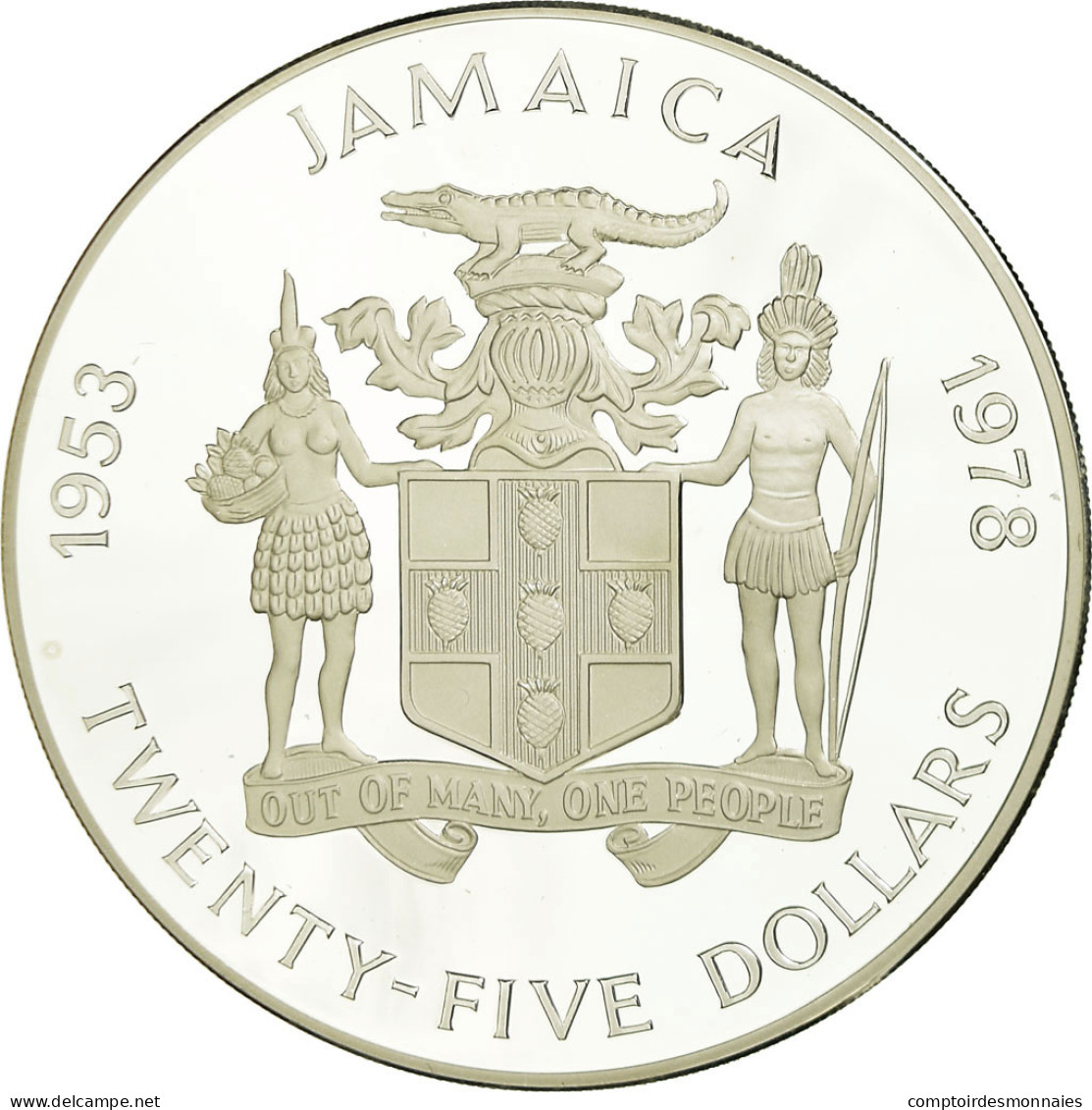 Monnaie, Jamaica, Elizabeth II, 25 Dollars, 1978, Franklin Mint, Proof, FDC - Jamaica