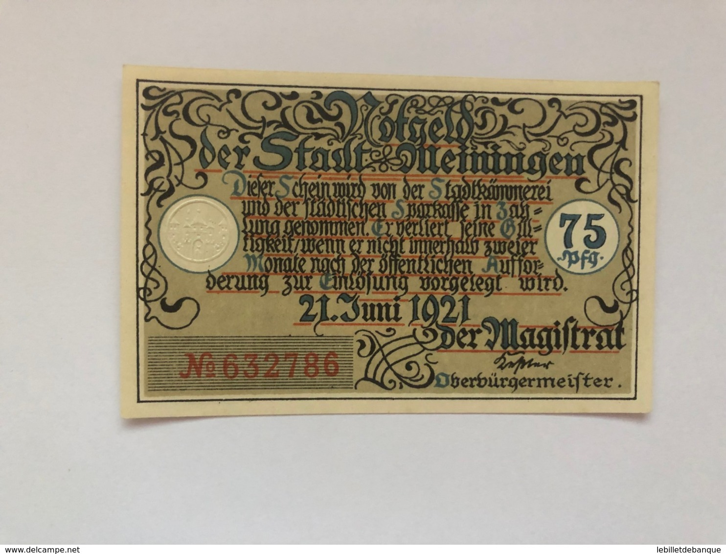 Allemagne Notgeld Meiningen 75 Pfennig - Collections