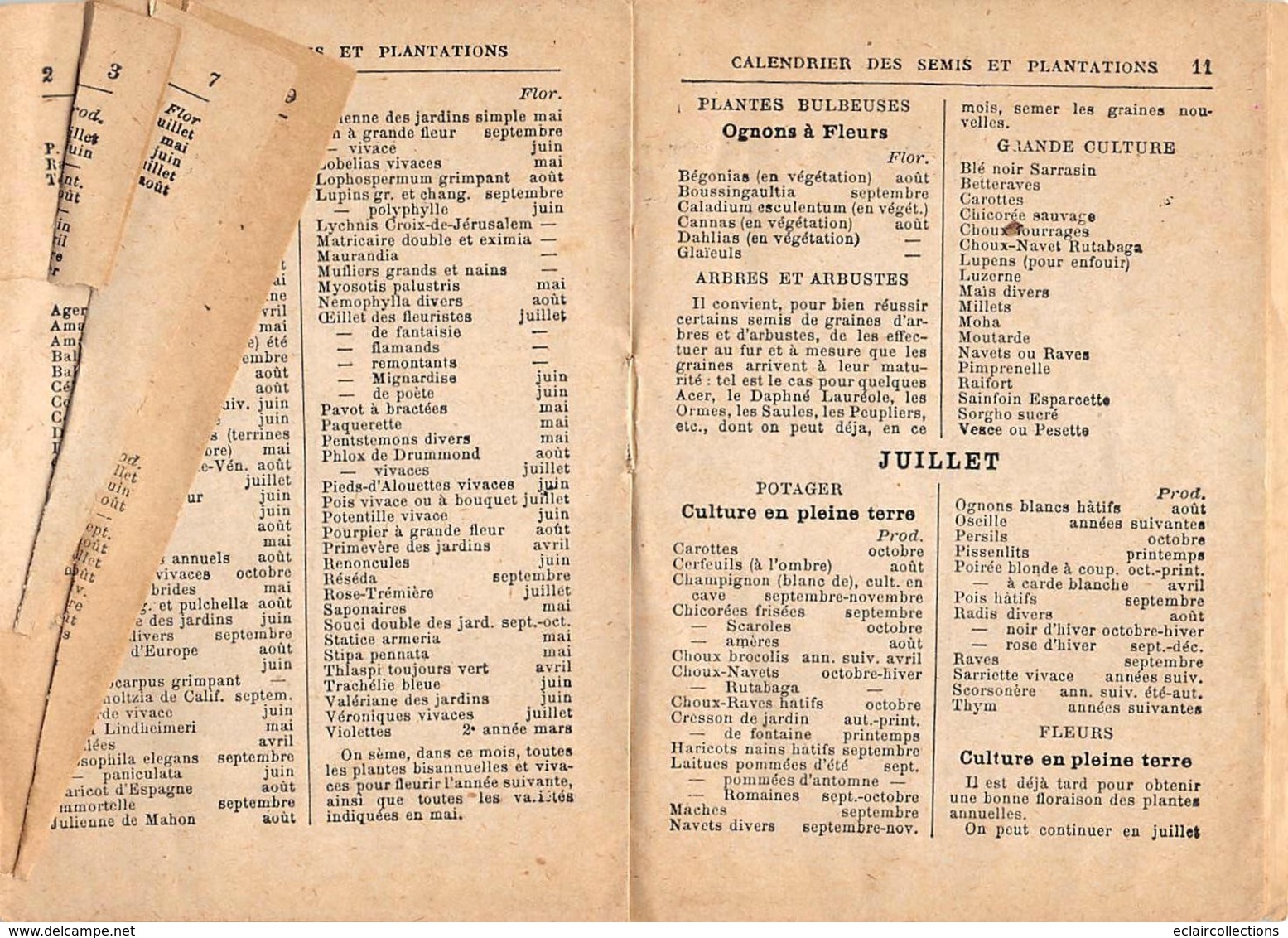 Thème  Métiers .    Agriculture Vieux Papiers Calendrier De Semis  1914 B.H.V 75 Paris        (voir Scan) - Unclassified