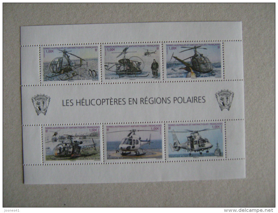 2013    F 654 * *   TAAF   NO YT  654/659   FEUILLET TRANSPORT  LES HELICOPTERES - Blocs-feuillets