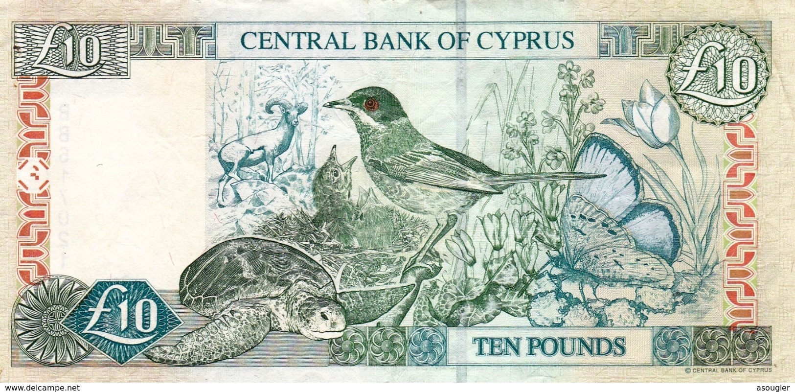 CYPRUS (GREECE) 10 POUNDS 2003 VF P-62d  "free Shipping Via Regular Air Mail (buyer Risk)" - Cyprus