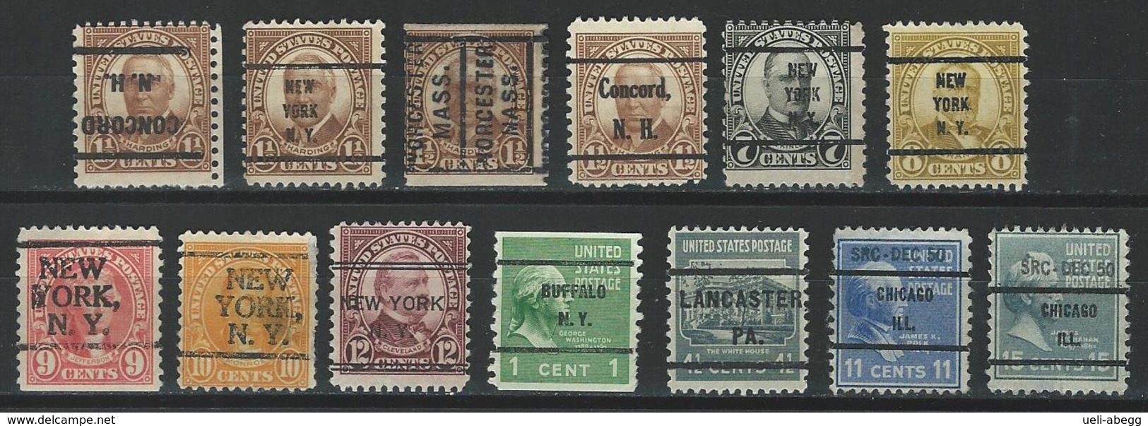 USA 13 Different Precancels - Precancels