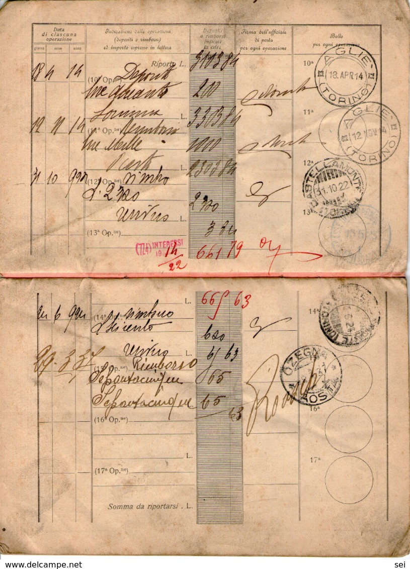 B 2772 - Libretto Di Risparmio Posta, 1909, Aglié, Torino - Non Classificati