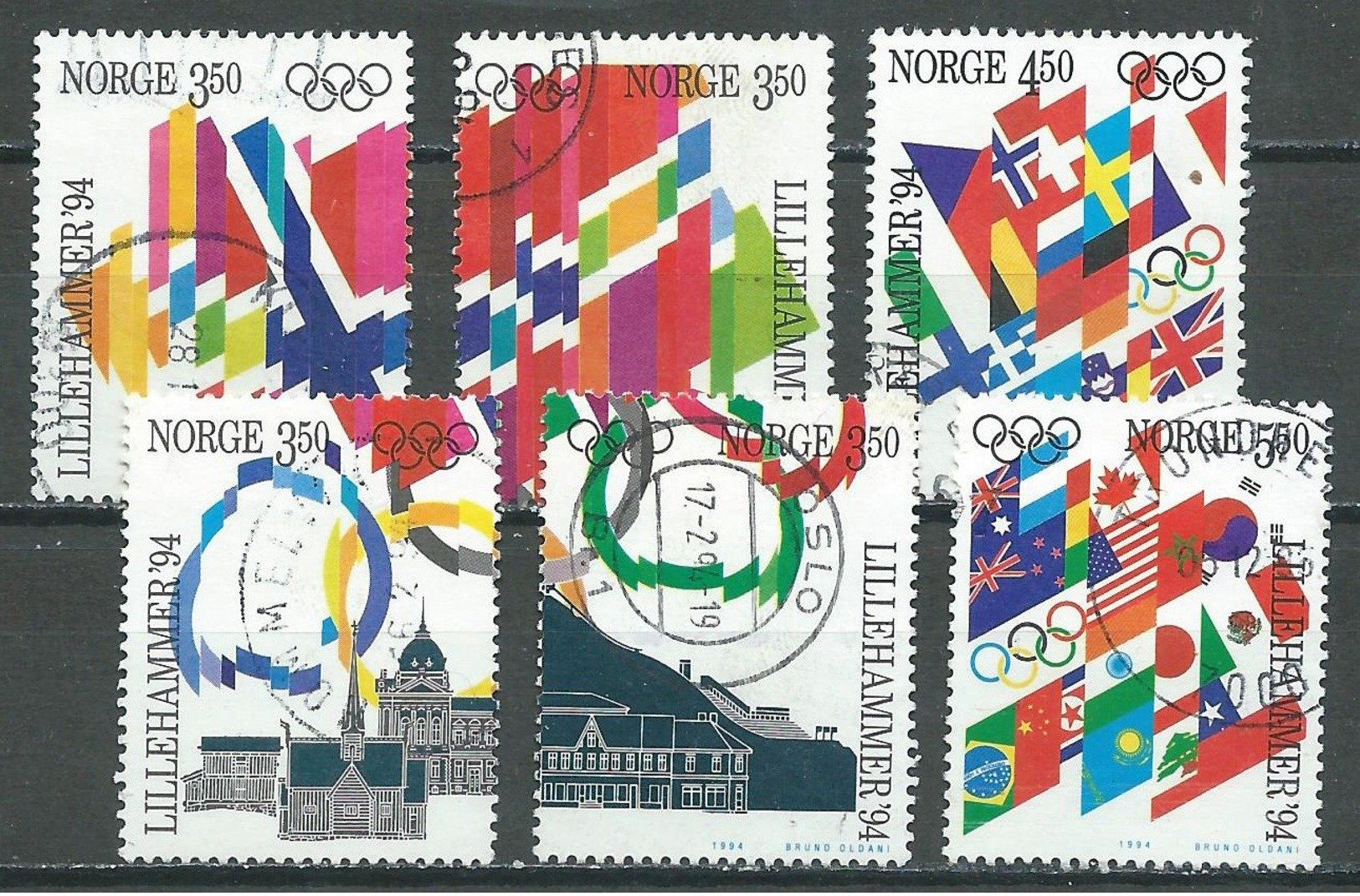 Norvège YT N°1100/1103 Et 1104/1105 Jeux Olympiques D'hiver Lillehammer 1994 Oblitéré ° - Used Stamps