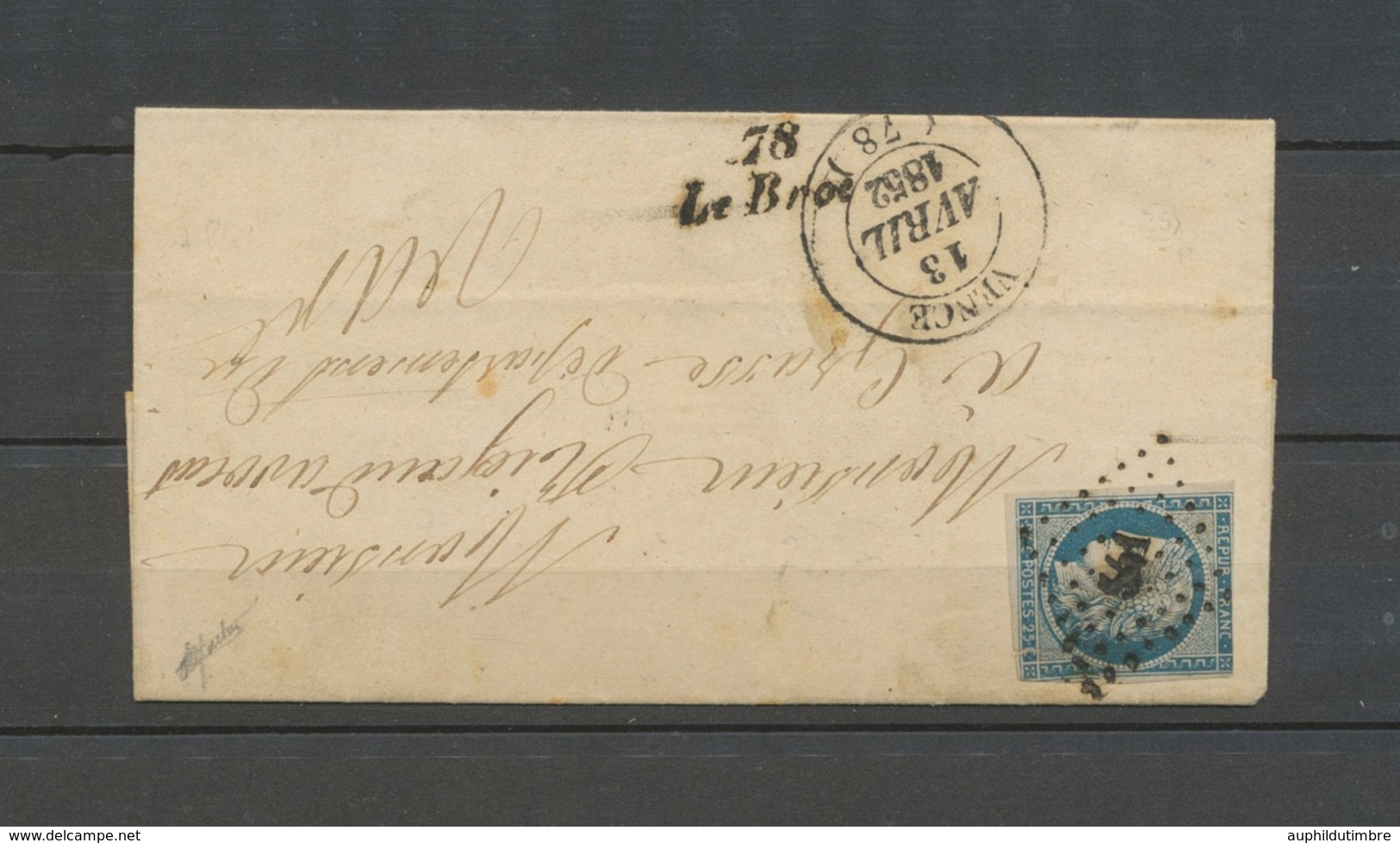 1852 Lettre 25c N°4 Obl PC, Cursive 78/Le Broc + C 14 Vence, Rare, TB X5135 - 1849-1876: Période Classique