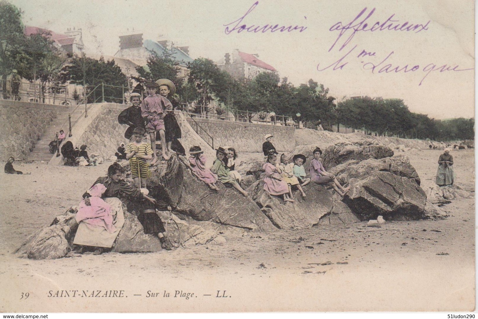 CPA Précurseur Saint Nazaire - Sur La Plage (belle Animation : Groupe D'enfants Sur Les Rochers) - Saint Nazaire