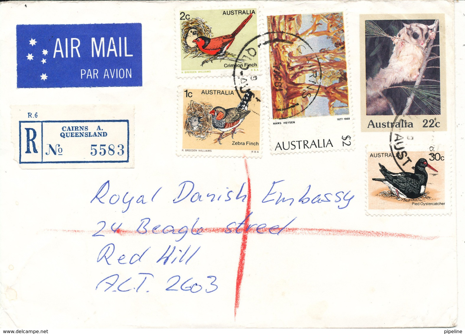 Australia Registered Uprated Postal Stationery Cover Cairns 7-4-1981 Sent To The Royal Danish Embassy - Covers & Documents