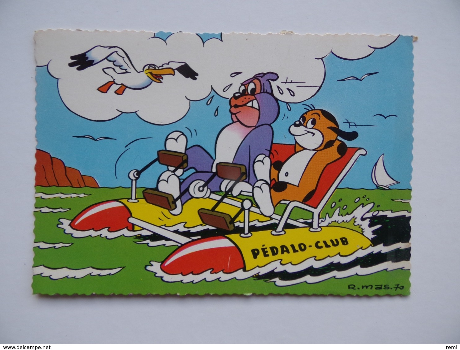 Carte PIF Le CHIEN Gadget Pédalo - Club BRUTUS PIFOU R.MAS 1970 - Bandes Dessinées