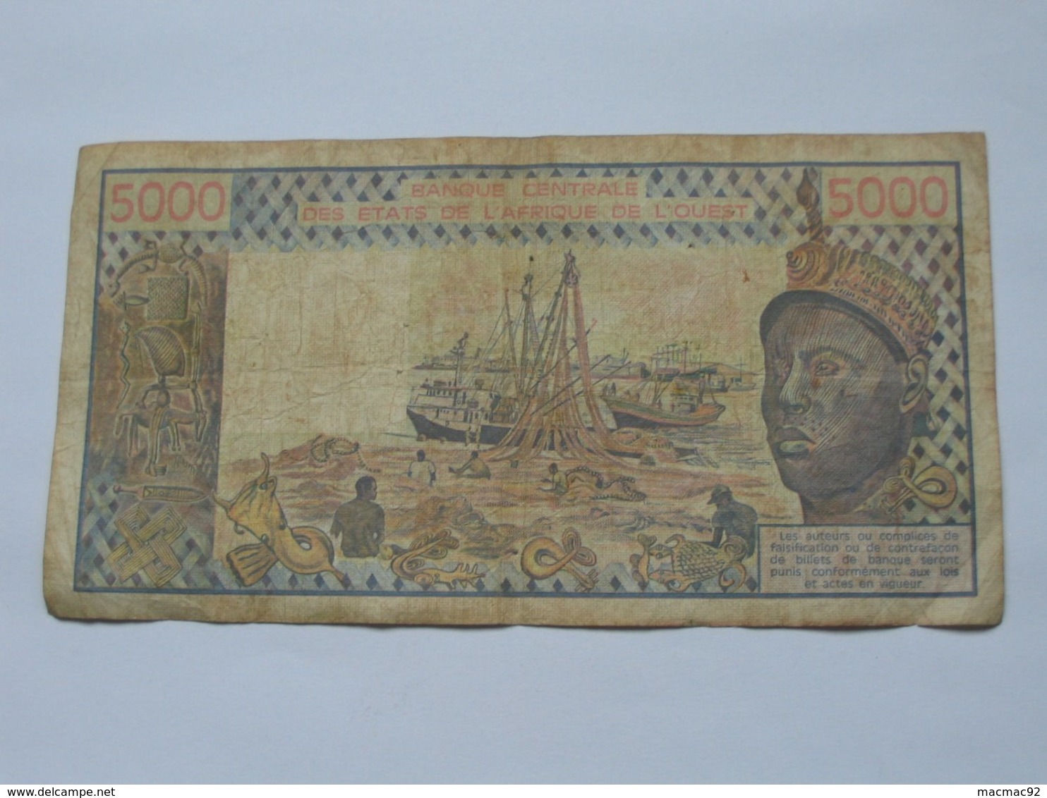 5000 Francs 1986 - COTE D'IVOIRE  - Banque Central Des états De L'Afrique De L'ouest   **** EN ACHAT IMMEDIAT **** - Costa De Marfil