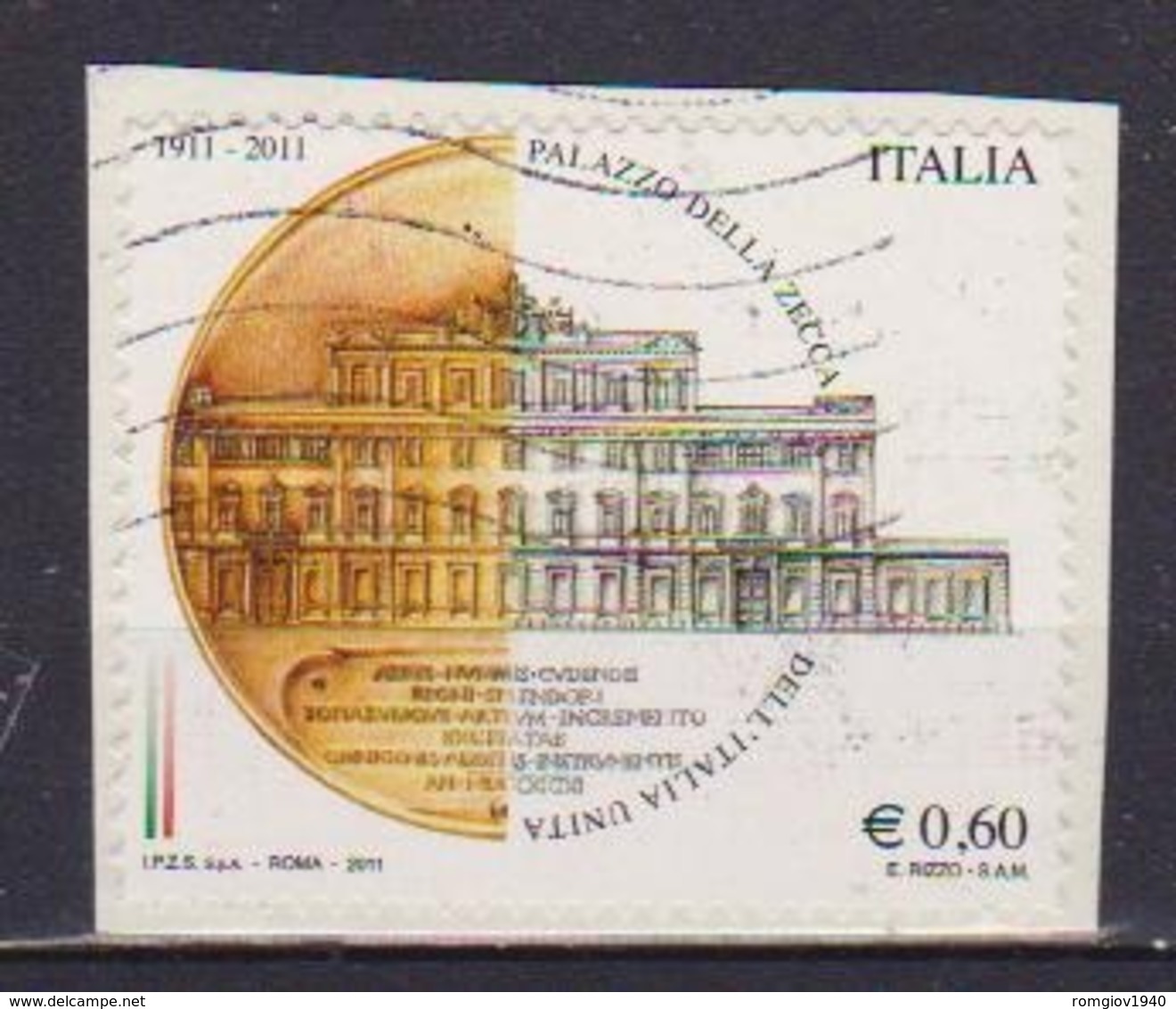 ITALia 2011 PALAZZO DELLA ZECCA SASS. 3285   USATO VF SU FRAMMENTO - 2011-20: Usati