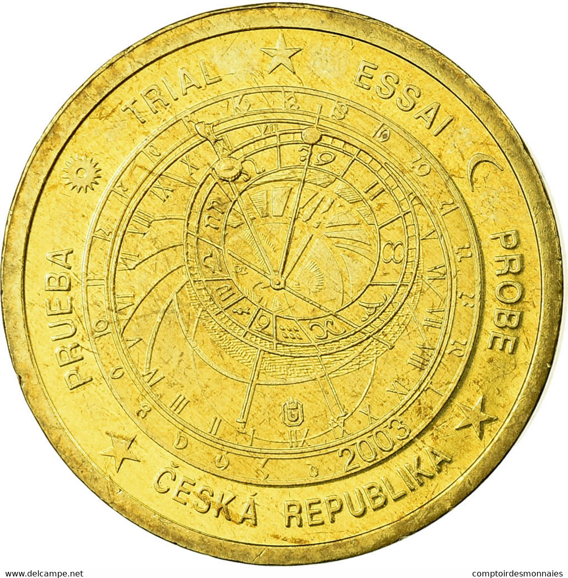 République Tchèque, Fantasy Euro Patterns, 10 Euro Cent, 2003, TTB, Laiton - Private Proofs / Unofficial