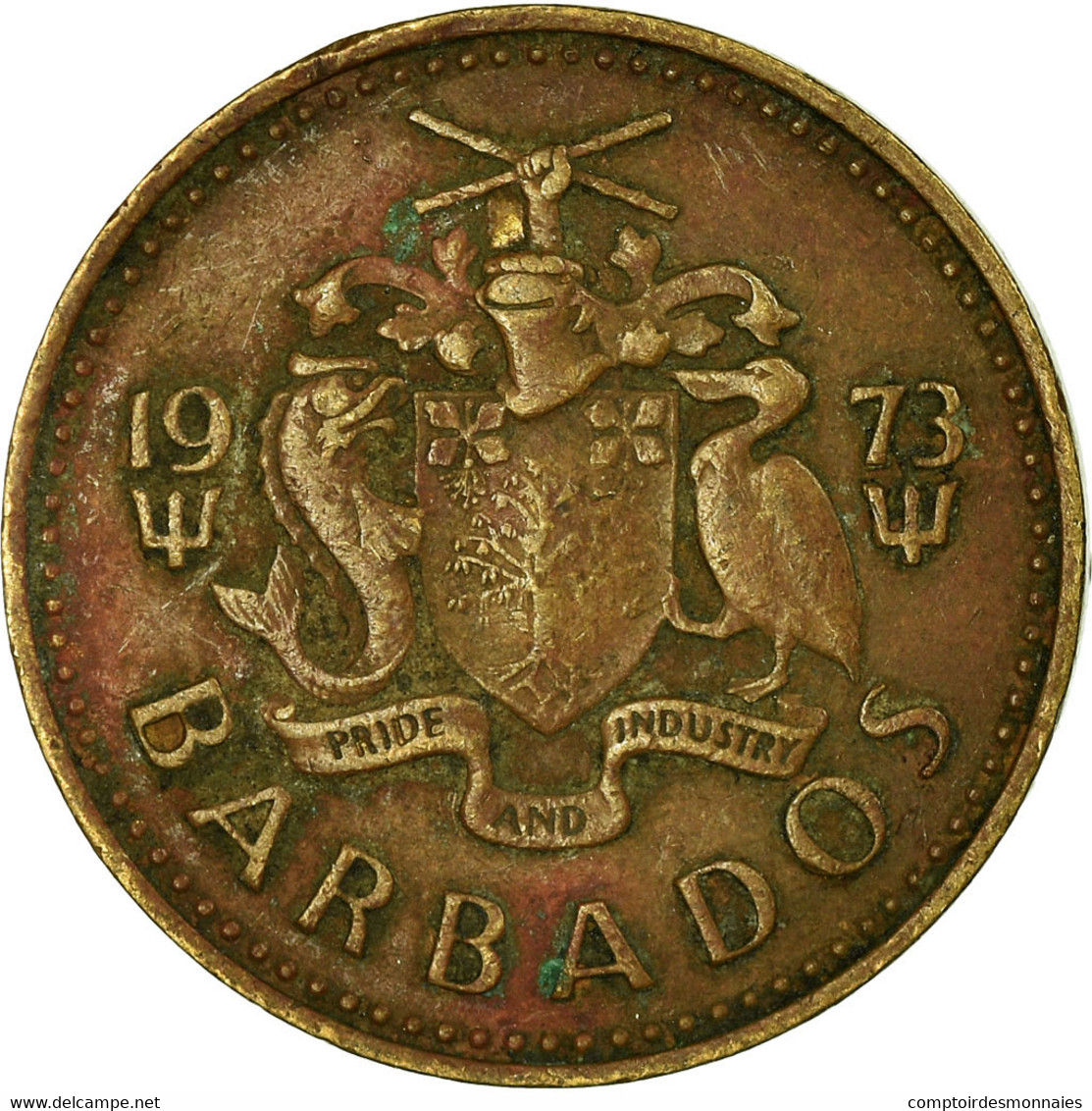 Monnaie, Barbados, 5 Cents, 1973, Franklin Mint, TB+, Laiton, KM:11 - Barbados (Barbuda)