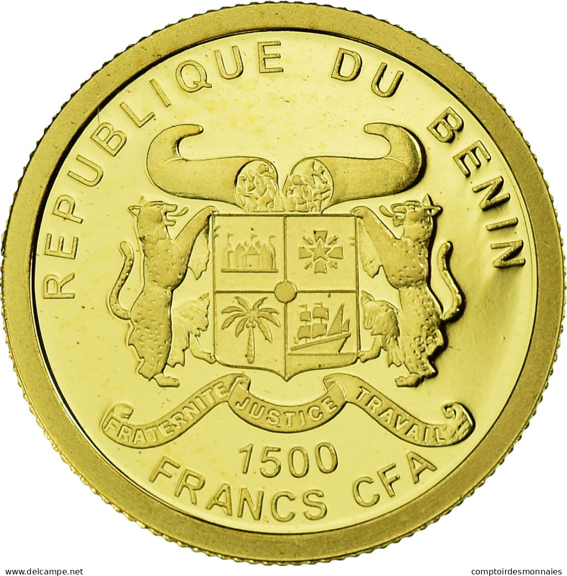 Monnaie, Benin, Charles De Gaulle, 1500 Francs CFA, 2010, FDC, Or - Benín