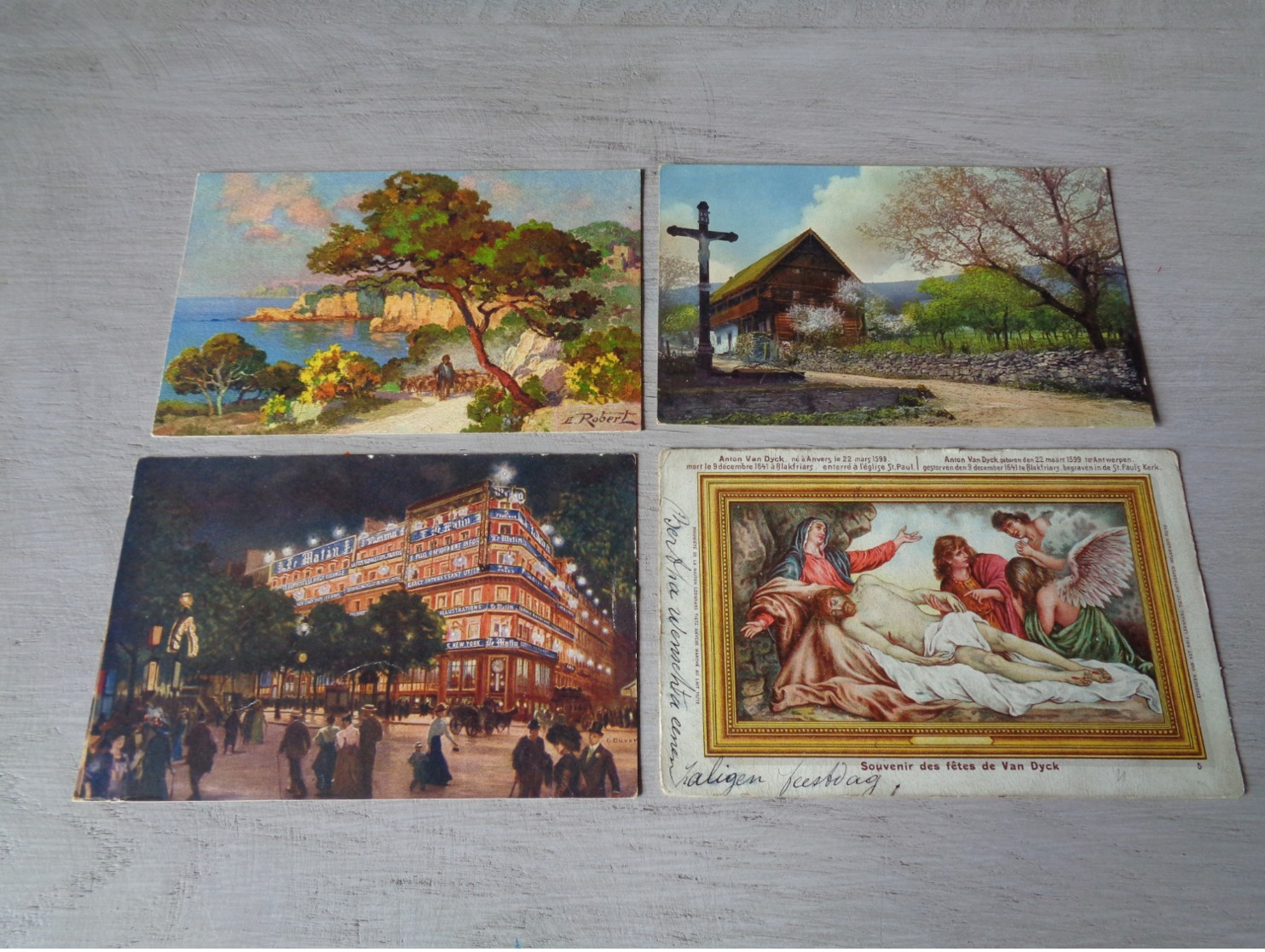 Beau lot 60 cartes postales fantaisie peintures  peinture     Mooi lot 60 postkaarten fantasie  schilderijen  schilderij