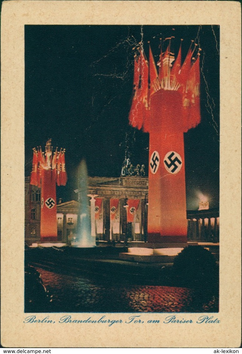 Mitte-Berlin Brandenburger Tor - Propaganda-Schmuck Nacht Color 1940 - Brandenburger Door