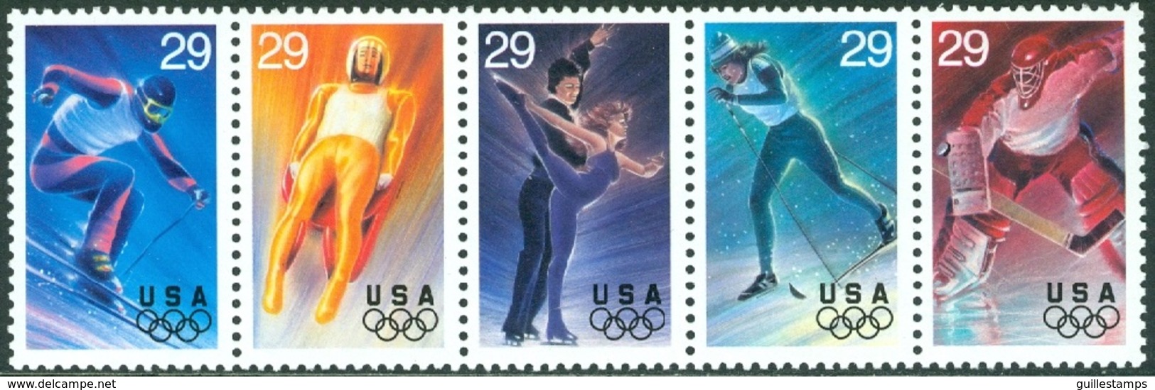 UNITED STATES OF AMERICA 1994 WINTER OLYMPICS STRIP OF 5** (MNH) - Nuovi