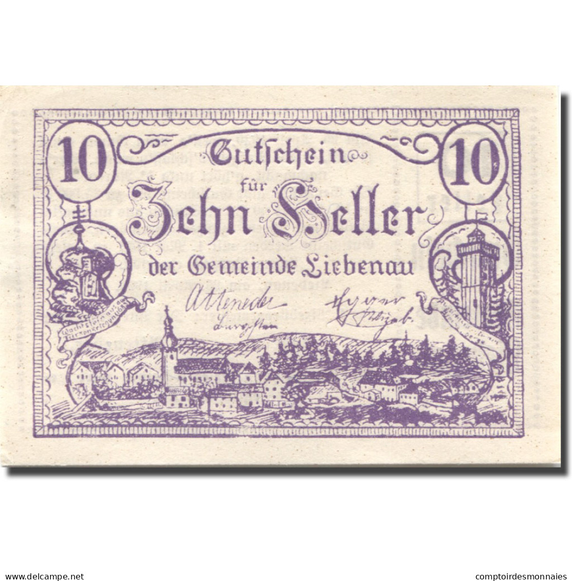 Billet, Autriche, Liebenau, 10 Heller, Village 1921-05-01, SPL, Mehl:FS 521 - Autriche