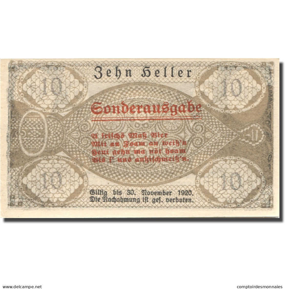 Billet, Autriche, Sonderausgabe, 10 Heller, Village, 1920 SPL Mehl:FS 893 - Oostenrijk