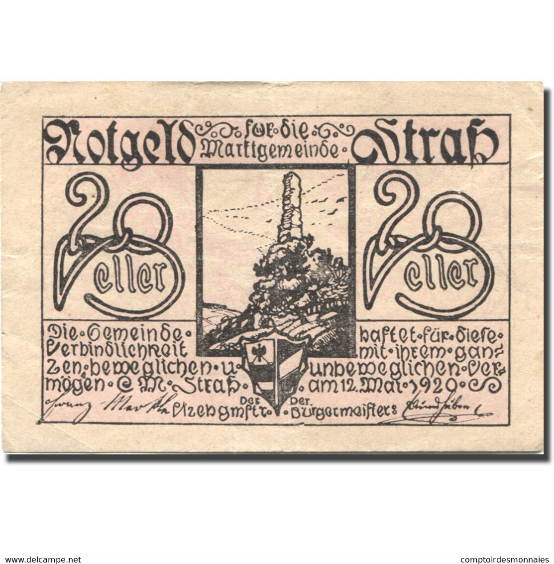 Billet, Autriche, Strass, 20 Heller, Blason 1920-05-12, TTB, Mehl:FS 1047a - Autriche