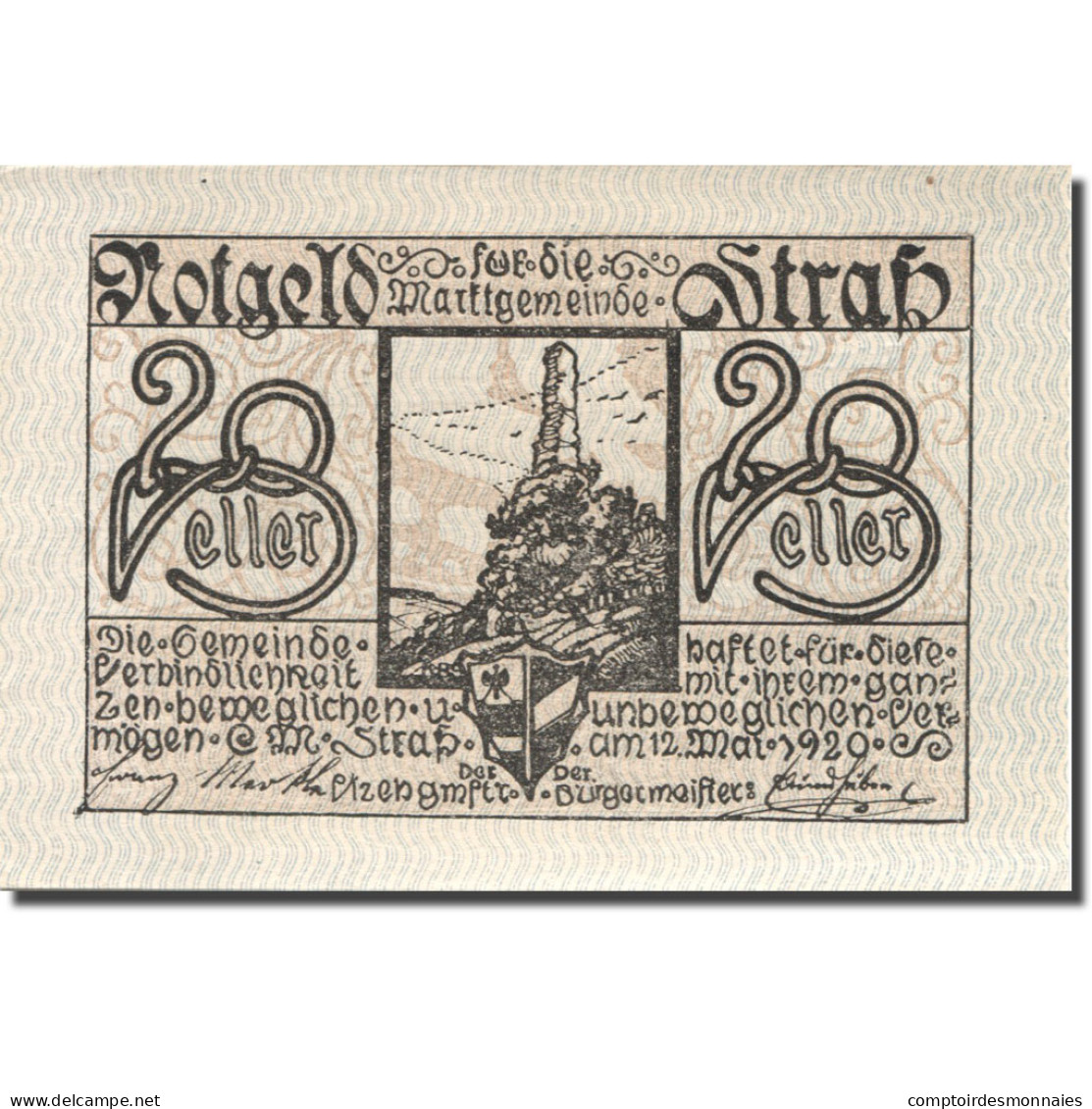 Billet, Autriche, Strass, 20 Heller, Blason 1, 1920-05-12, SPL Mehl:FS 1047a - Autriche