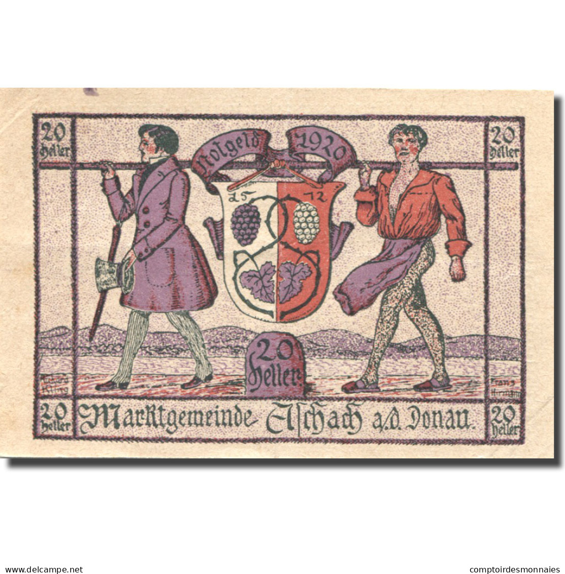 Billet, Autriche, Aschach An Der Donau, 20 Heller, Blason, SPL, Mehl:FS 53IIbo1 - Austria