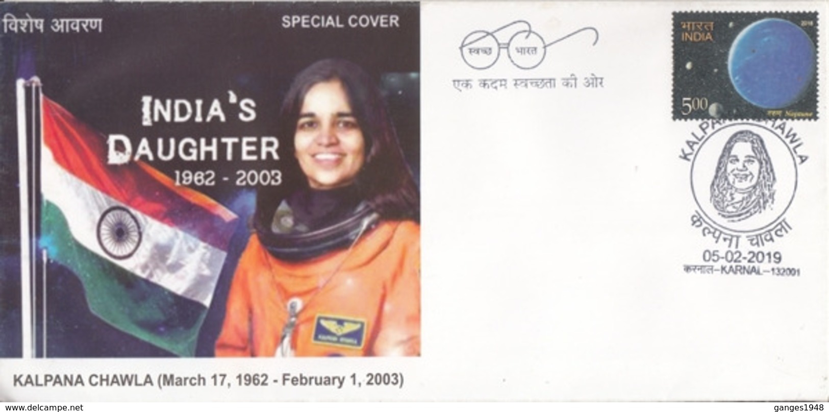 India  2019  Kalpana Chawla  Martyred Indian Astronaut  Karnal  Special Cover  # 23406  D Inde  Indien - Asia