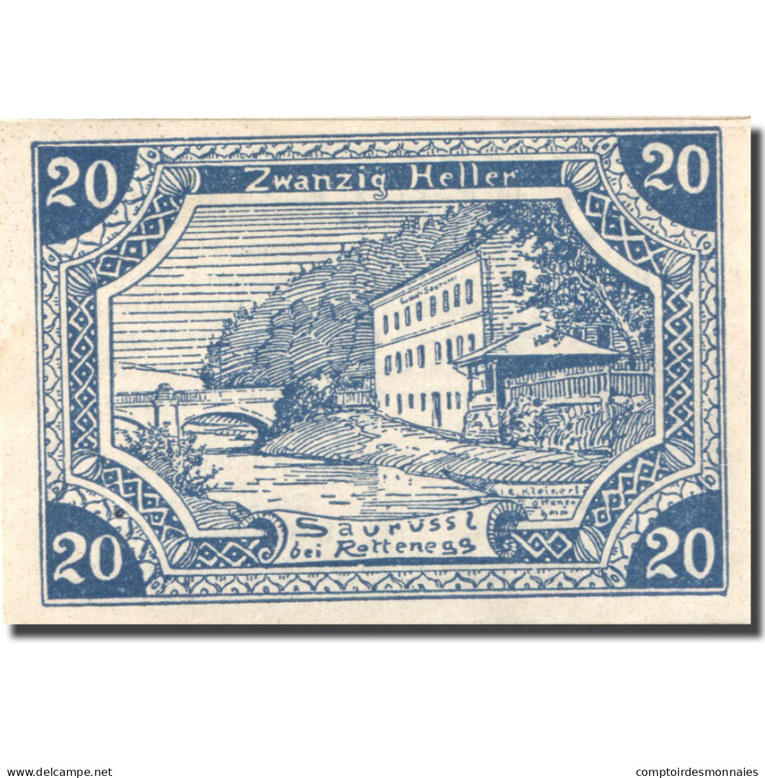 Billet, Autriche, St Gotthard, 20 Heller, Ferme 1920-12-31, SPL Mehl:FS 892 - Autriche