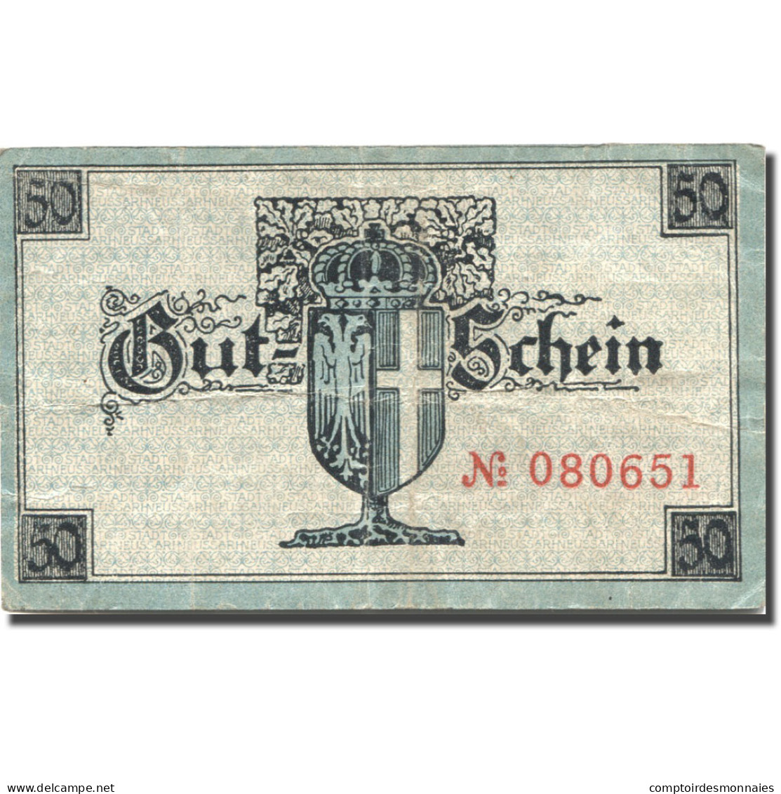 Billet, Allemagne, Neuk, 50 Pfennig, Château, 1919, TTB Mehl:M12.2c - Autres & Non Classés