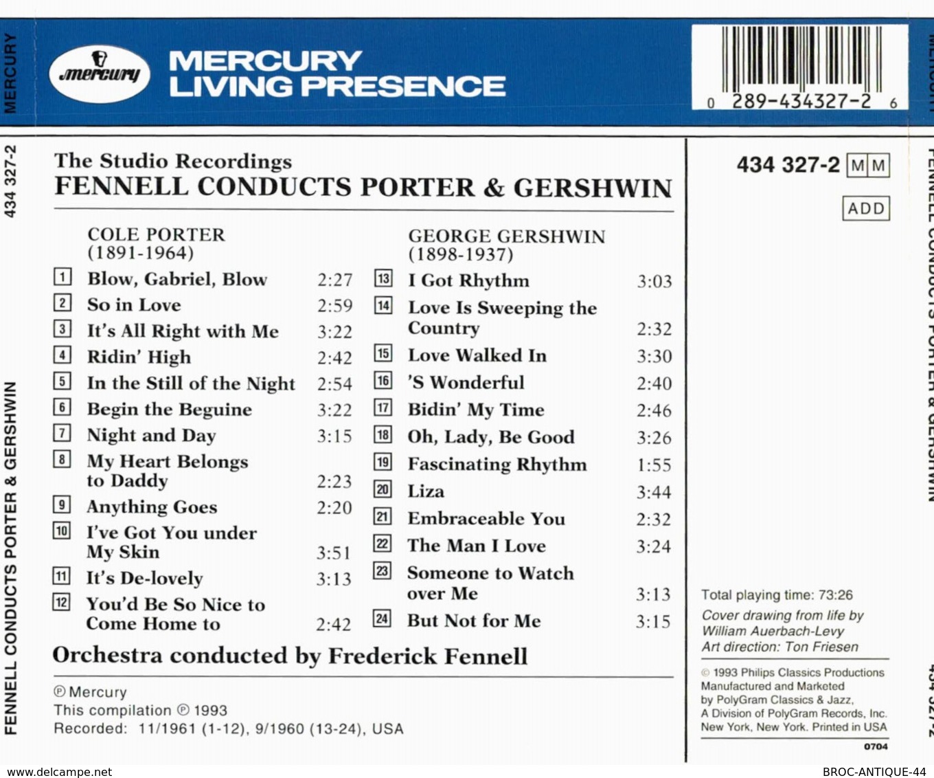 CD N°2356 - MERCURY - FREDERICK FENNELL CONDUCTS PORTER & GERSHWIN - COMPILATION 12 TITRES - Klassiekers