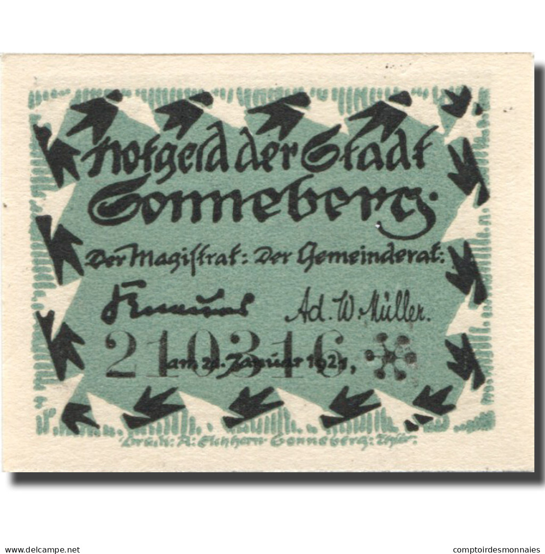 Billet, Allemagne, Sonneberg, 10 Pfennig, Personnage, 1921 SPL Mehl:1244.1a - Autres & Non Classés