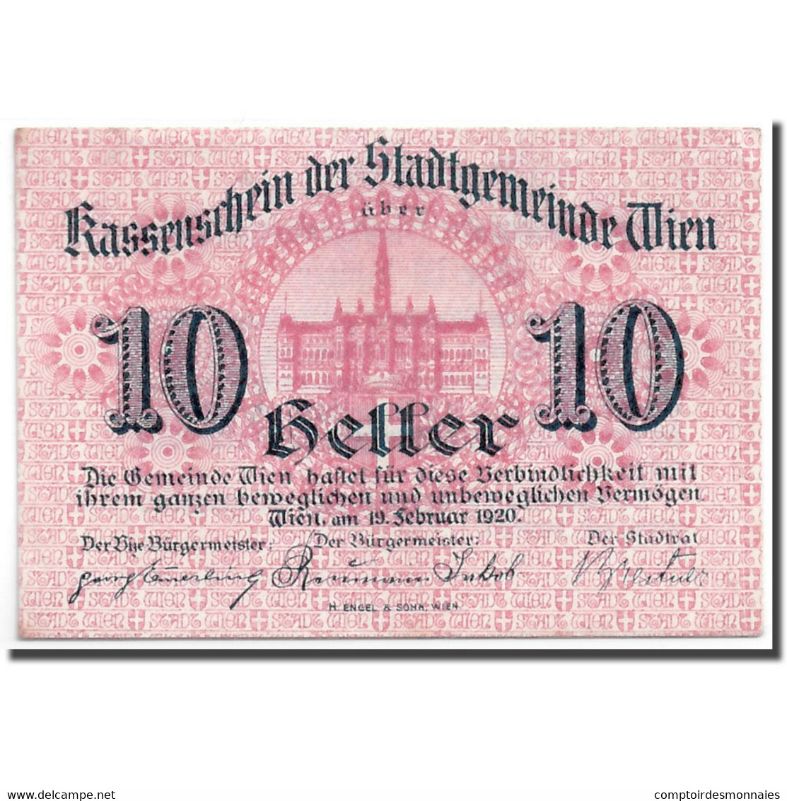 Billet, Autriche, Vienne, 10 Heller, Château, 1920, 1920-06-30, SPL - Autriche