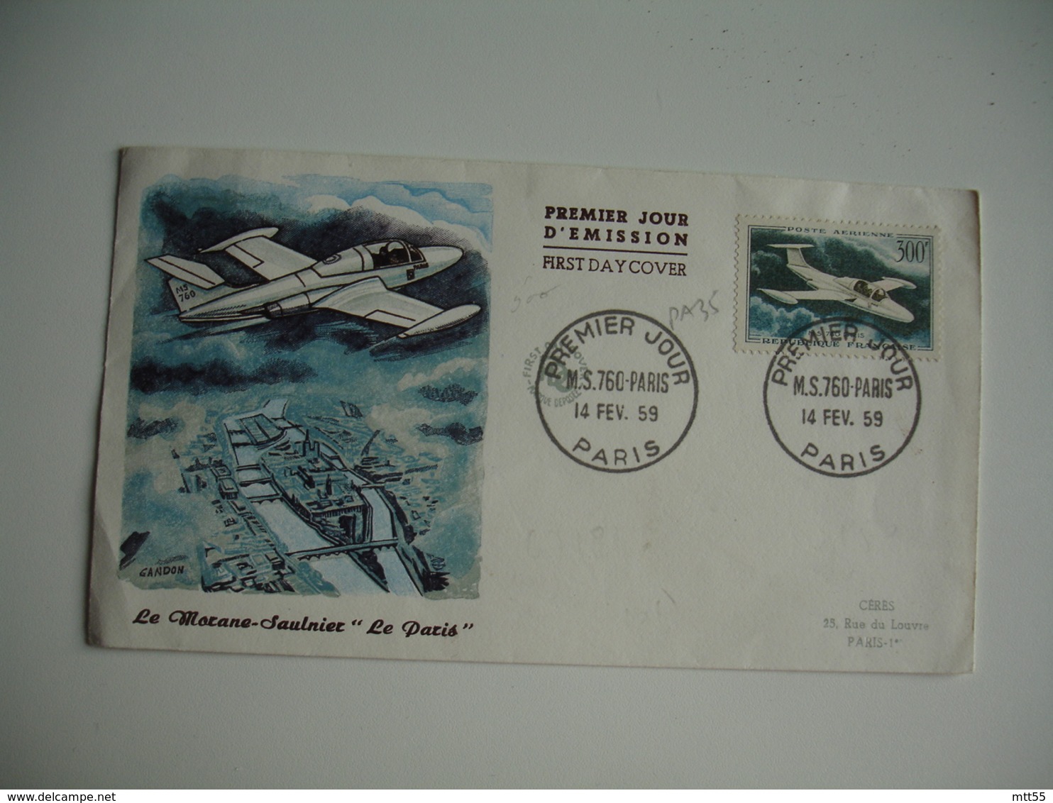 Morane Saulnier Le Paris Timbre 300 F Fdc Enveloppe 1 Er Jour - 1950-1959