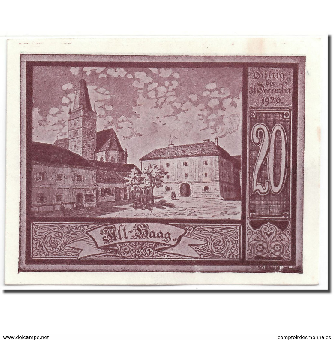 Billet, Autriche, Haag, 20 Heller, Ange, 1920, 1920-12-31, SPL, Mehl:FS 318Vb - Autriche
