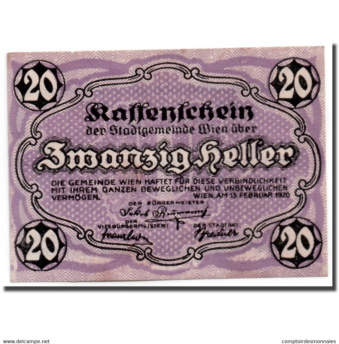 Billet, Autriche, Vienne, 20 Heller, Graphique, 1920, 1920-06-30, SPL - Autriche