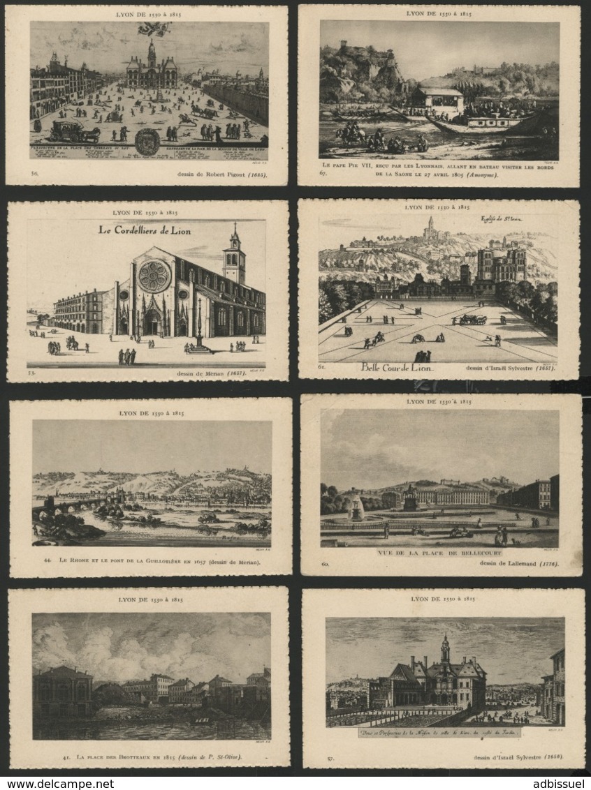 "LYON DE 1550 à 1815" Ensemble De 12 Cartes Avec Des Vues Anciennes Numérotées Et Légendées. Editions Goutagny à Lyon. - Autres & Non Classés