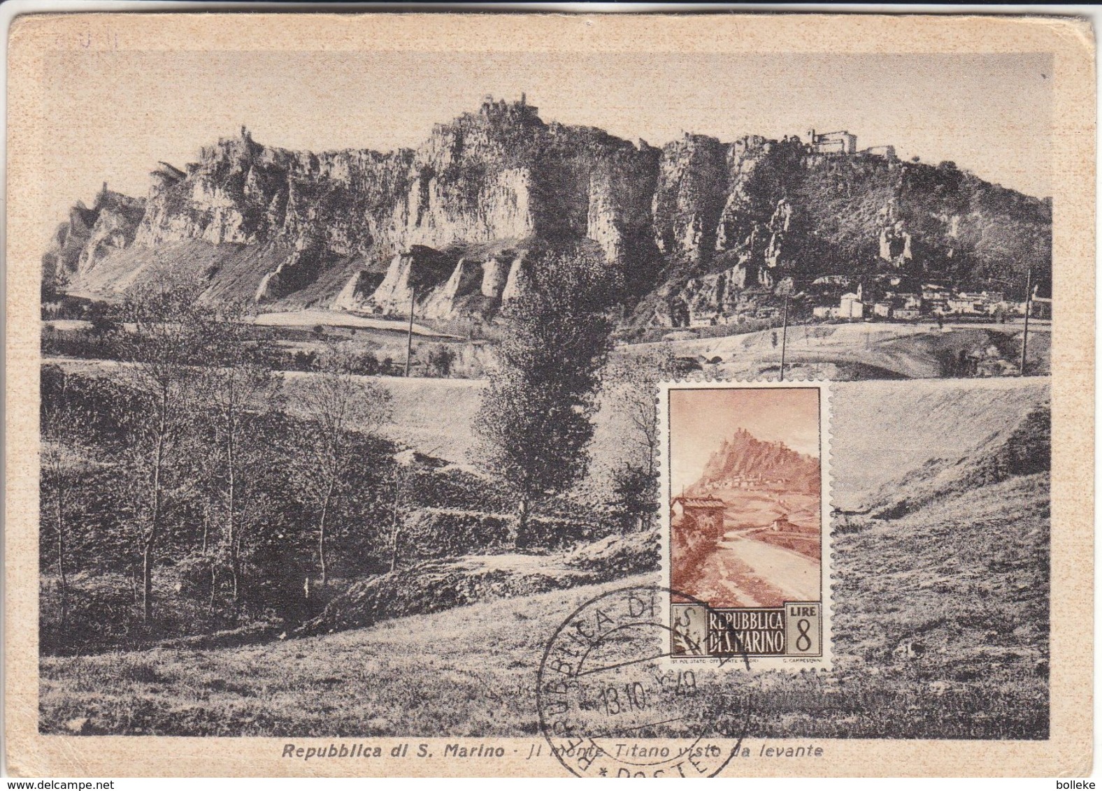 Saint Marin - Carte Postale De 1949 - Oblit Republica Di San Marino - Carte Maximum  ? - Lettres & Documents