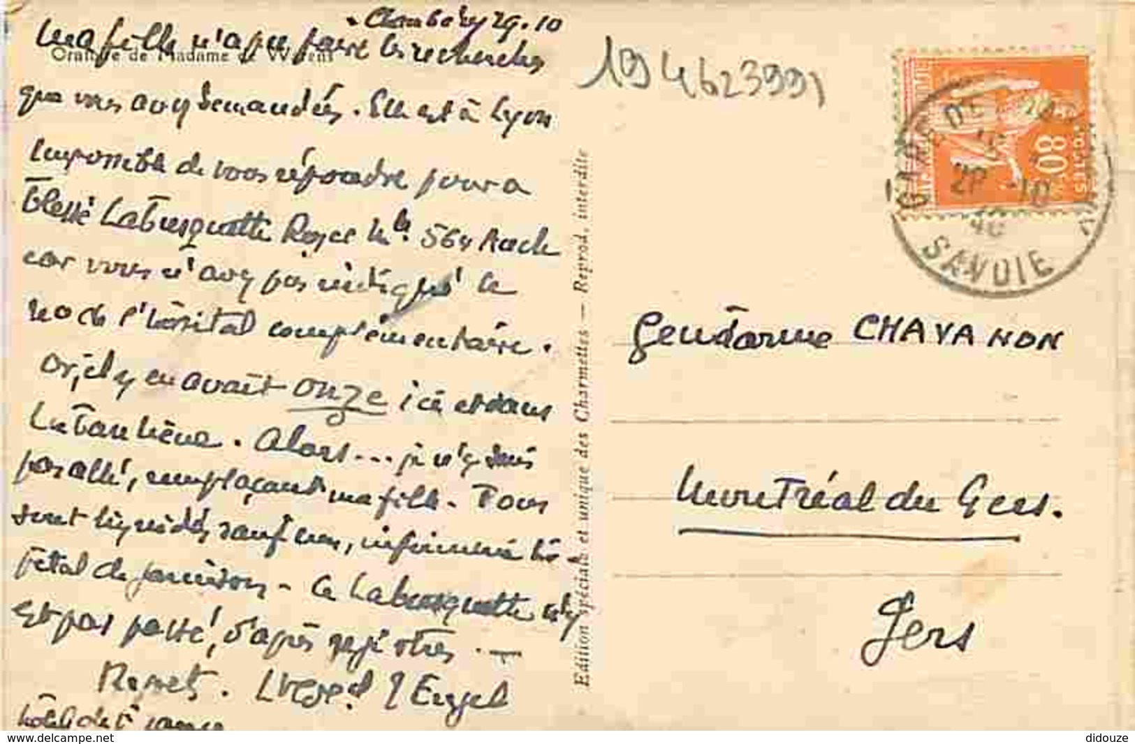 73 - Les Charmettes - Oratoire De Madame De Warens - Correspondance - Voyagée En 1940 - Voir Scans Recto-Verso - Autres & Non Classés