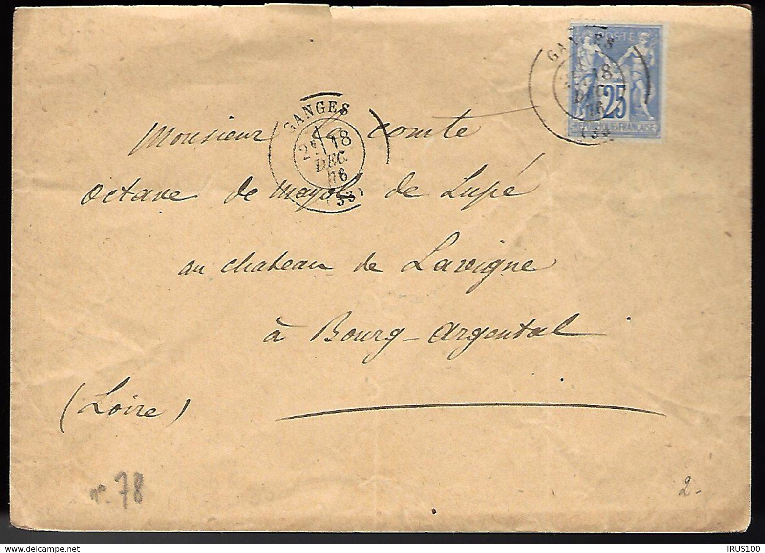 LETTRE EN PROVENANCE DE GANGES - HÉRAULT - 1901 - - 1876-1878 Sage (Tipo I)