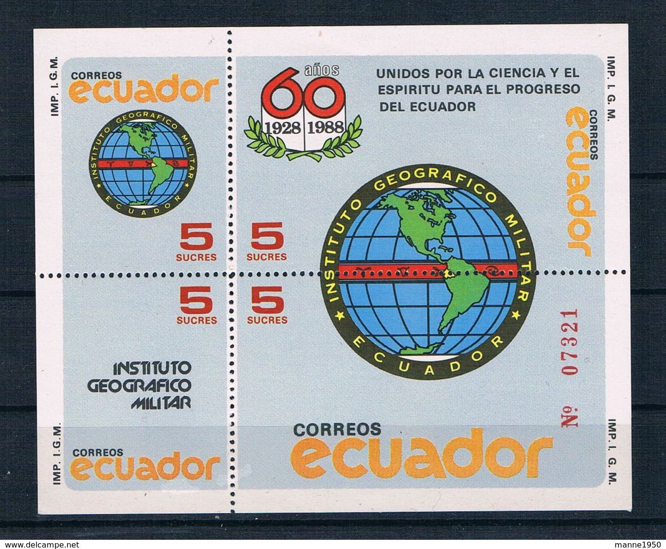 Ecuador 1988 Block 129 ** - Ecuador